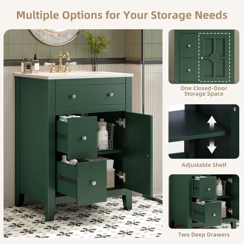 Bathroom Vanity With Basin, Rectangular Cabinet With 2 Drawers And Soft Closing Door by Unique Piece Furniture