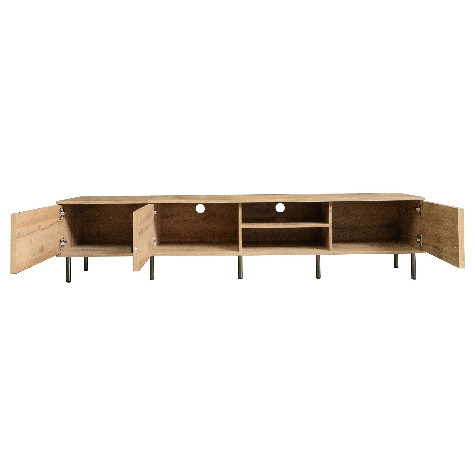 78" TV Stand For TVs Up To 85" With Closed Storage, Living Room Entertainment Center - Natural Wood by HouseOfZazla