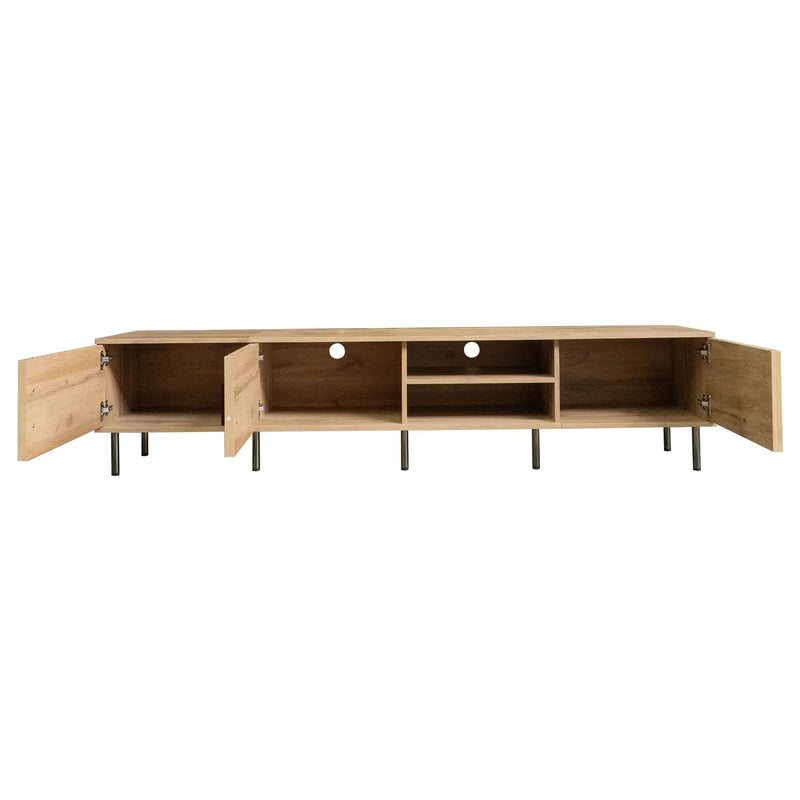 78" TV Stand For TVs Up To 85" With Closed Storage, Living Room Entertainment Center - Natural Wood by HouseOfZazla