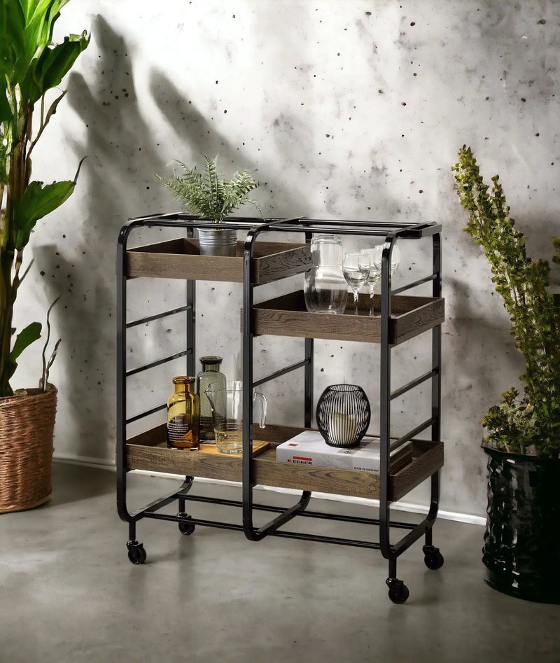 Vorrik - Serving Cart - Black / Walnut by Unique Piece Furniture