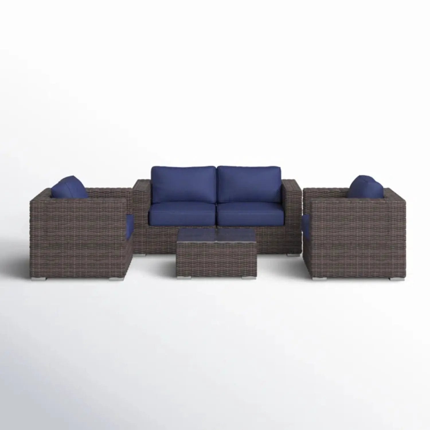 Wicker Seating Group Set With Table And Cushions by HouseOfZazla