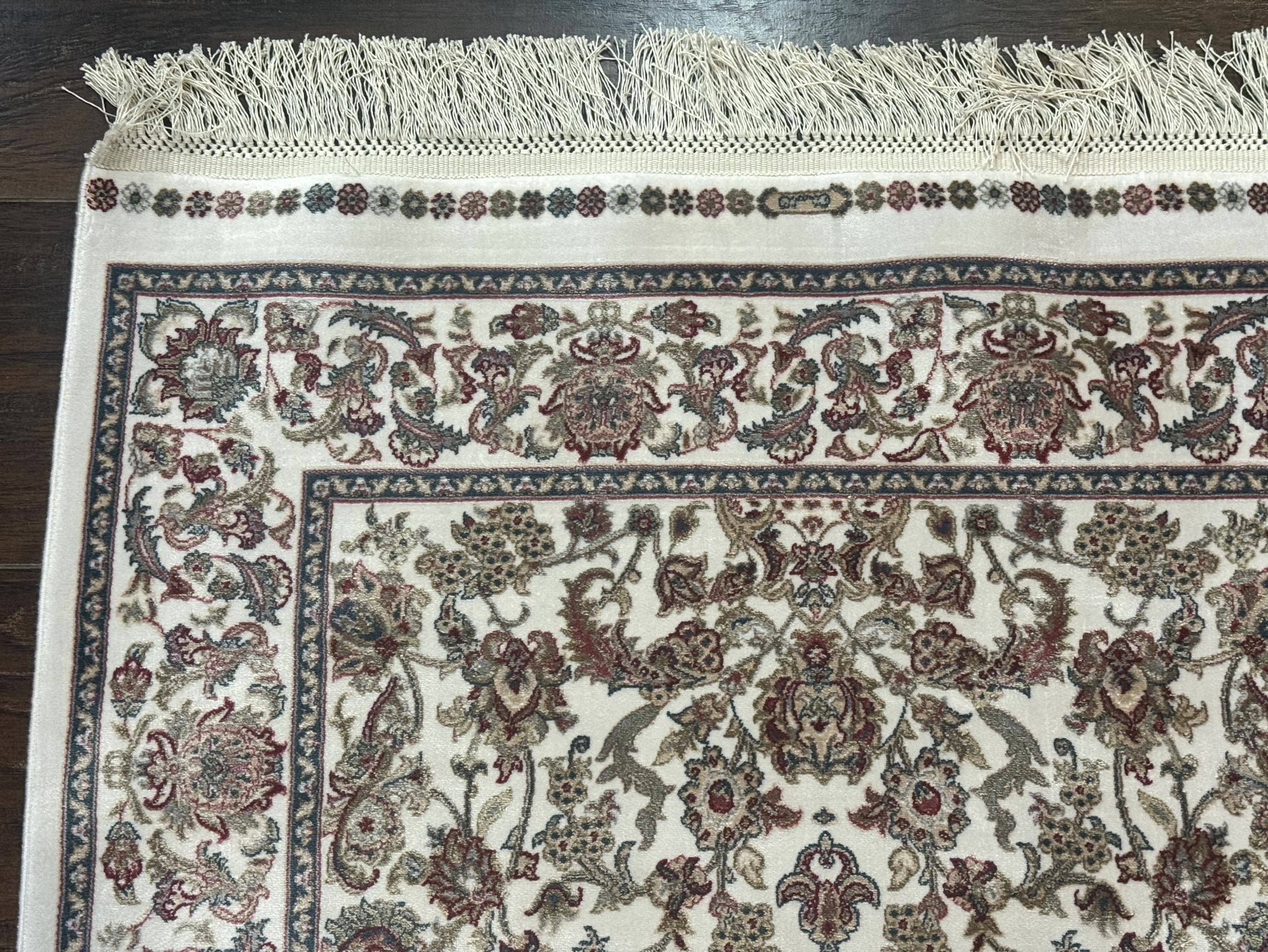 Small Turkish Silk Rug 2.6 x 4, Ivory, Allover Design, Bamboo Silk by Jewel Rugs