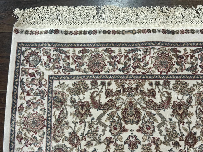 Small Turkish Silk Rug 2.6 x 4, Ivory, Allover Design, Bamboo Silk by Jewel Rugs