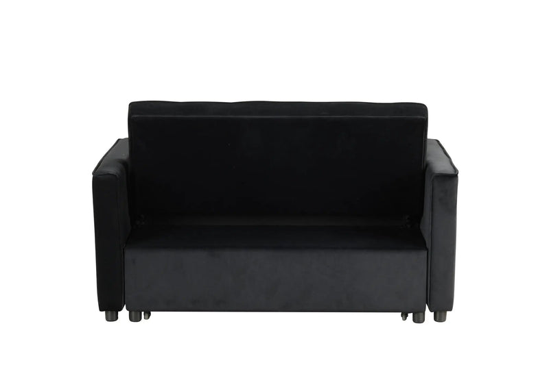 Maeve - Convertible Sleeper Loveseat With Tufting and Side Pocket - Black by HouseOfZazla