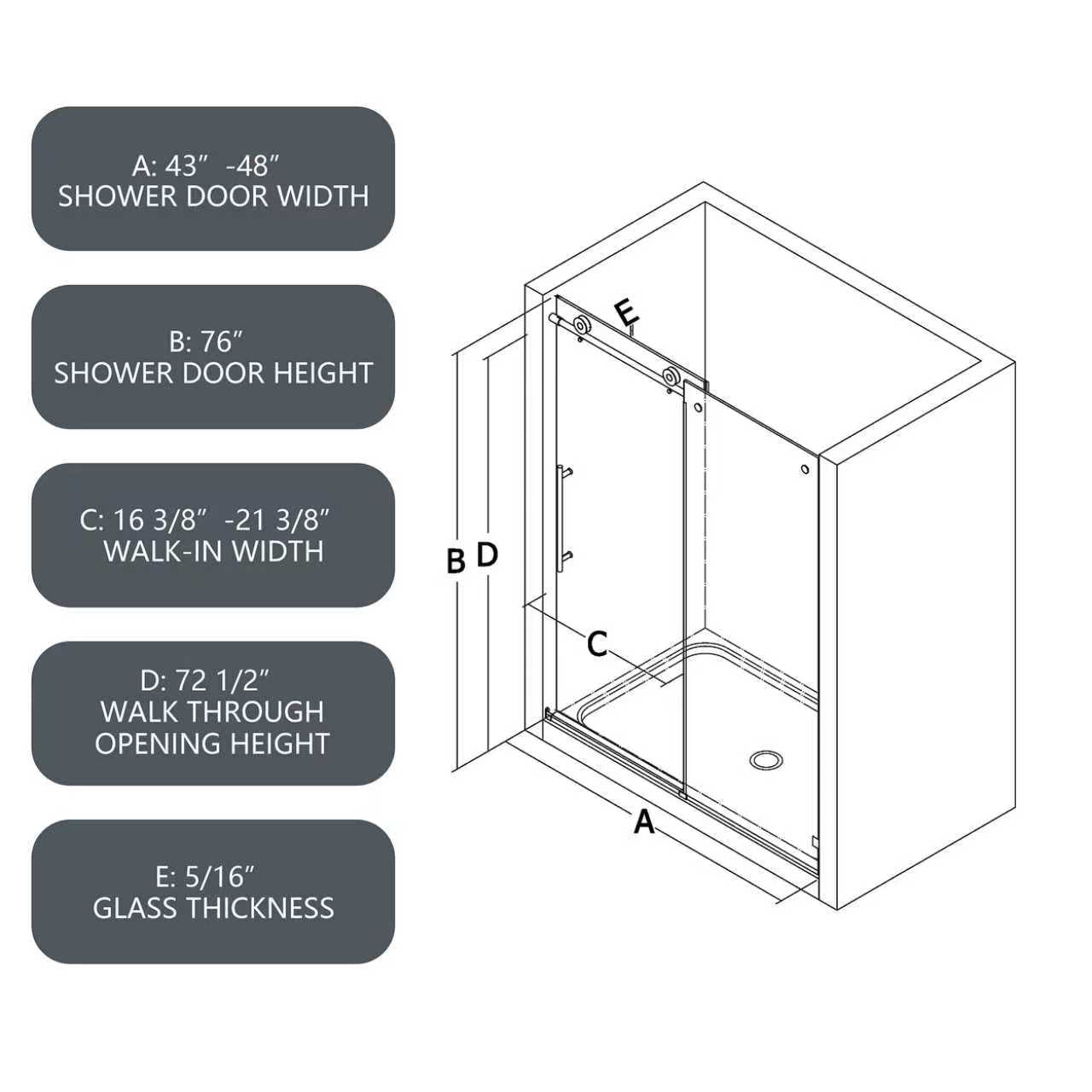 4876 Brushed Nickel Frameless Shower Door with Soft Closing by HouseOfZazla