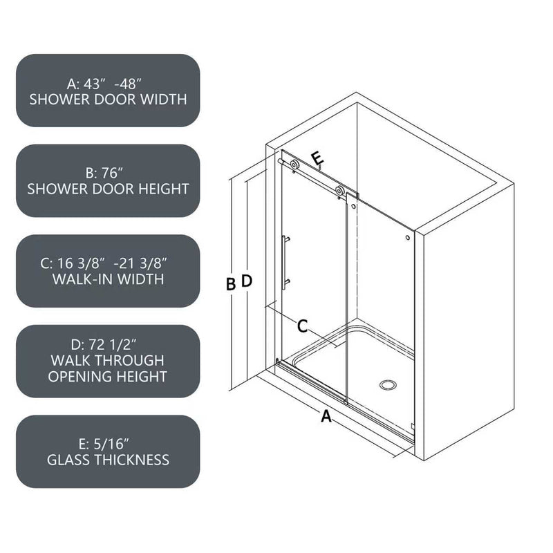 4876 Brushed Nickel Frameless Shower Door with Soft Closing by HouseOfZazla