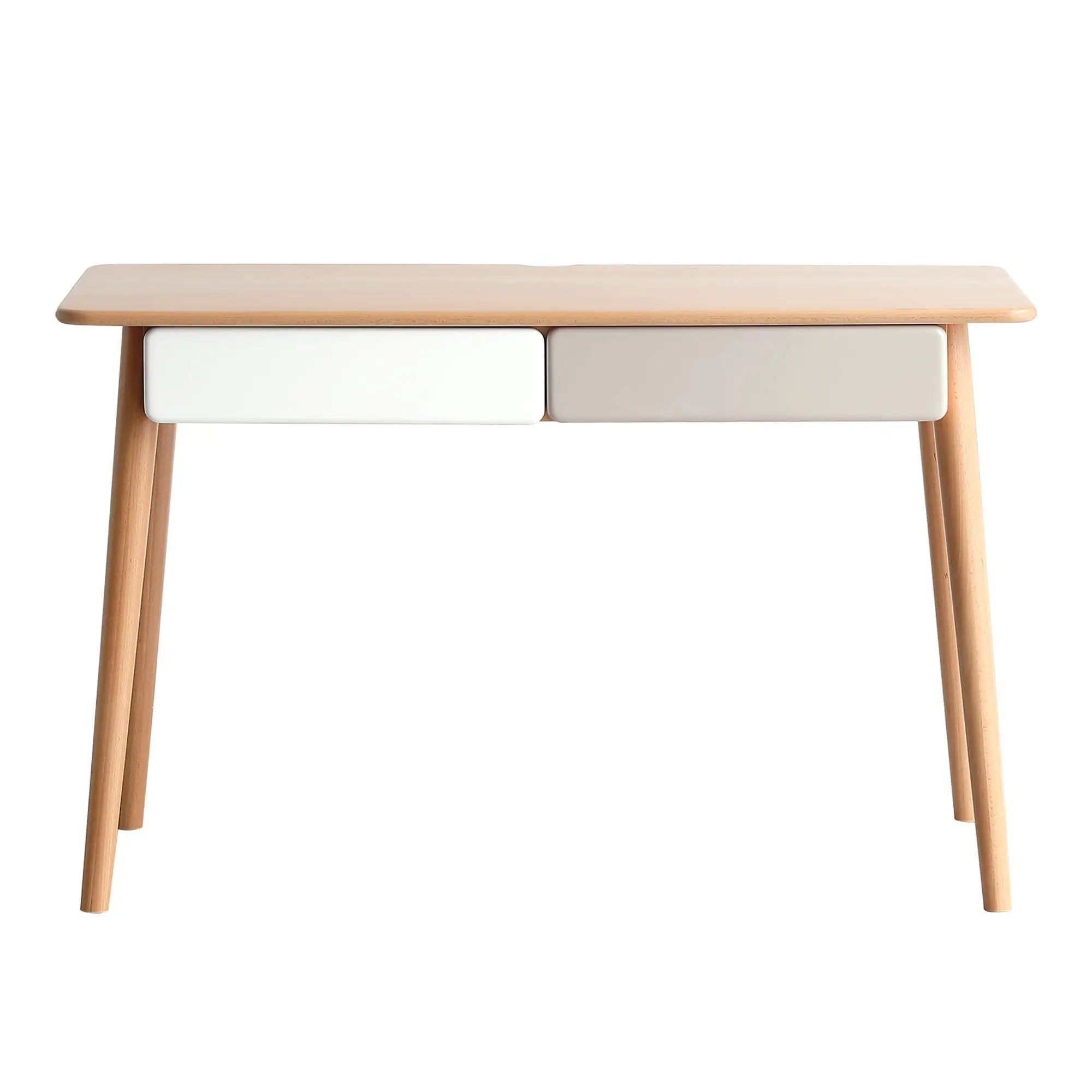 Computer Desk Large Size Office Desk With 2 Drawers, Modern Simple Style PC Table With Gap Design For Home Office - White / Gray by HouseOfZazla