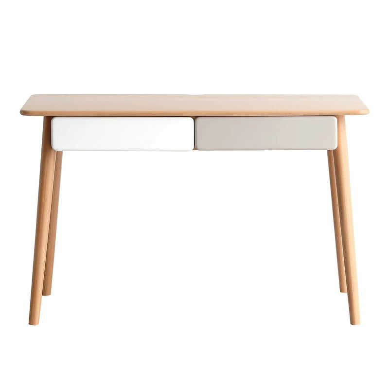 Computer Desk Large Size Office Desk With 2 Drawers, Modern Simple Style PC Table With Gap Design For Home Office - White / Gray by HouseOfZazla