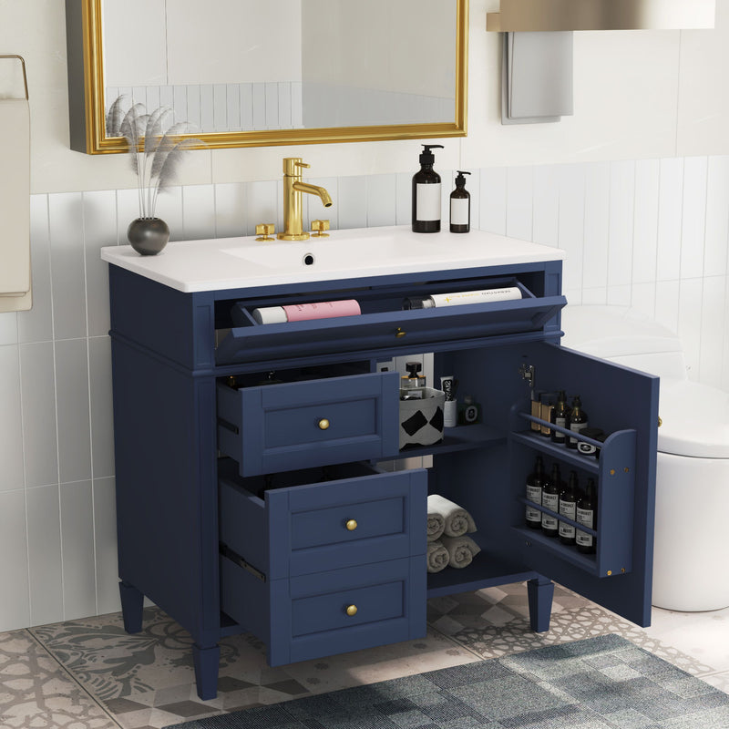 Blue Bathroom Vanity with Top Sink and Ample Storage - 36" Wide, photo 2 of 13