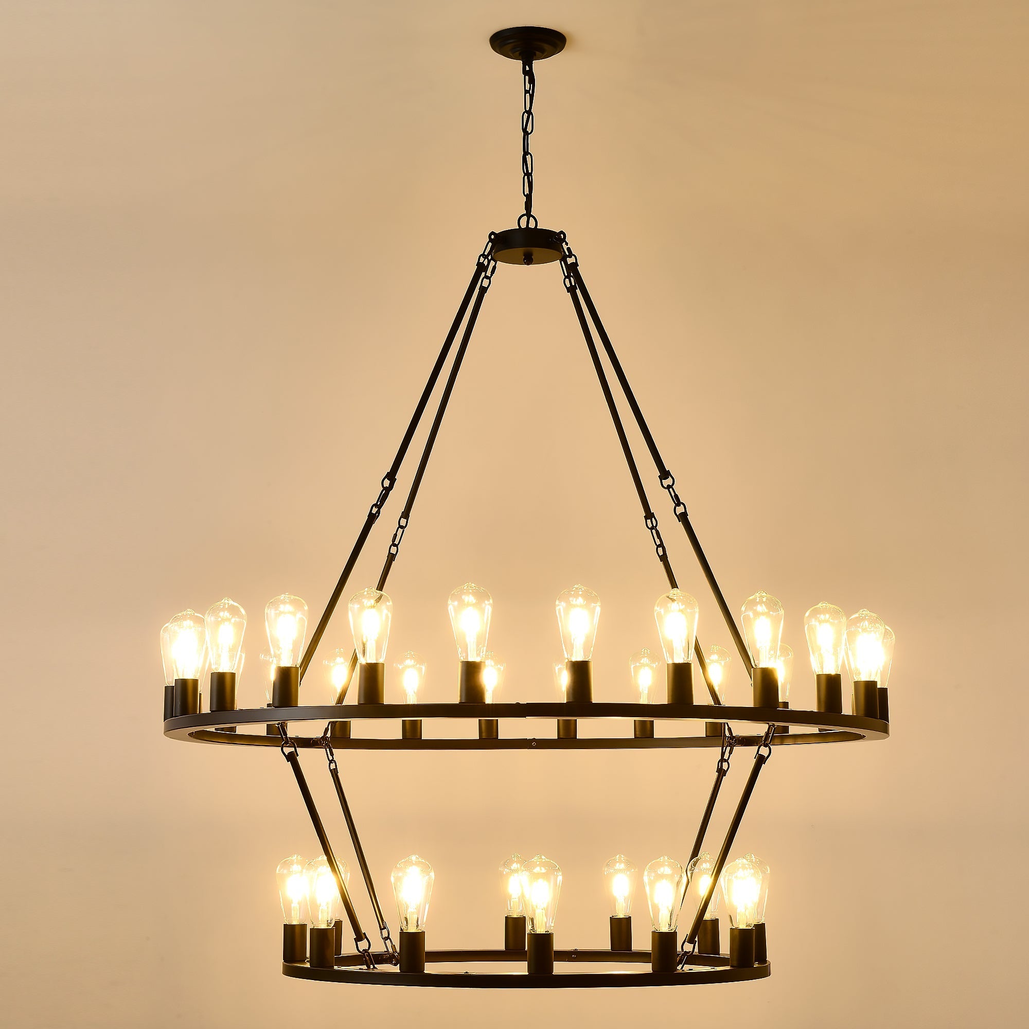 52 Inch Black Wagon Wheel Chandelier, 36-Lights by HouseOfZazla