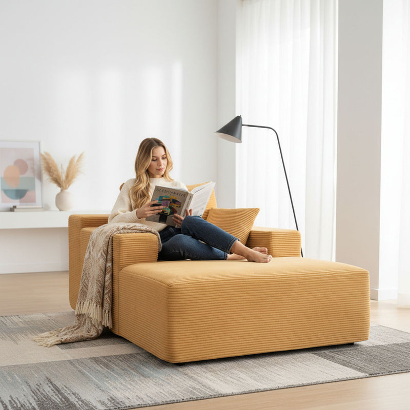 Convertible Chaise Lounge Chair With Wide Armrest & Throw Pillows by HouseOfZazla