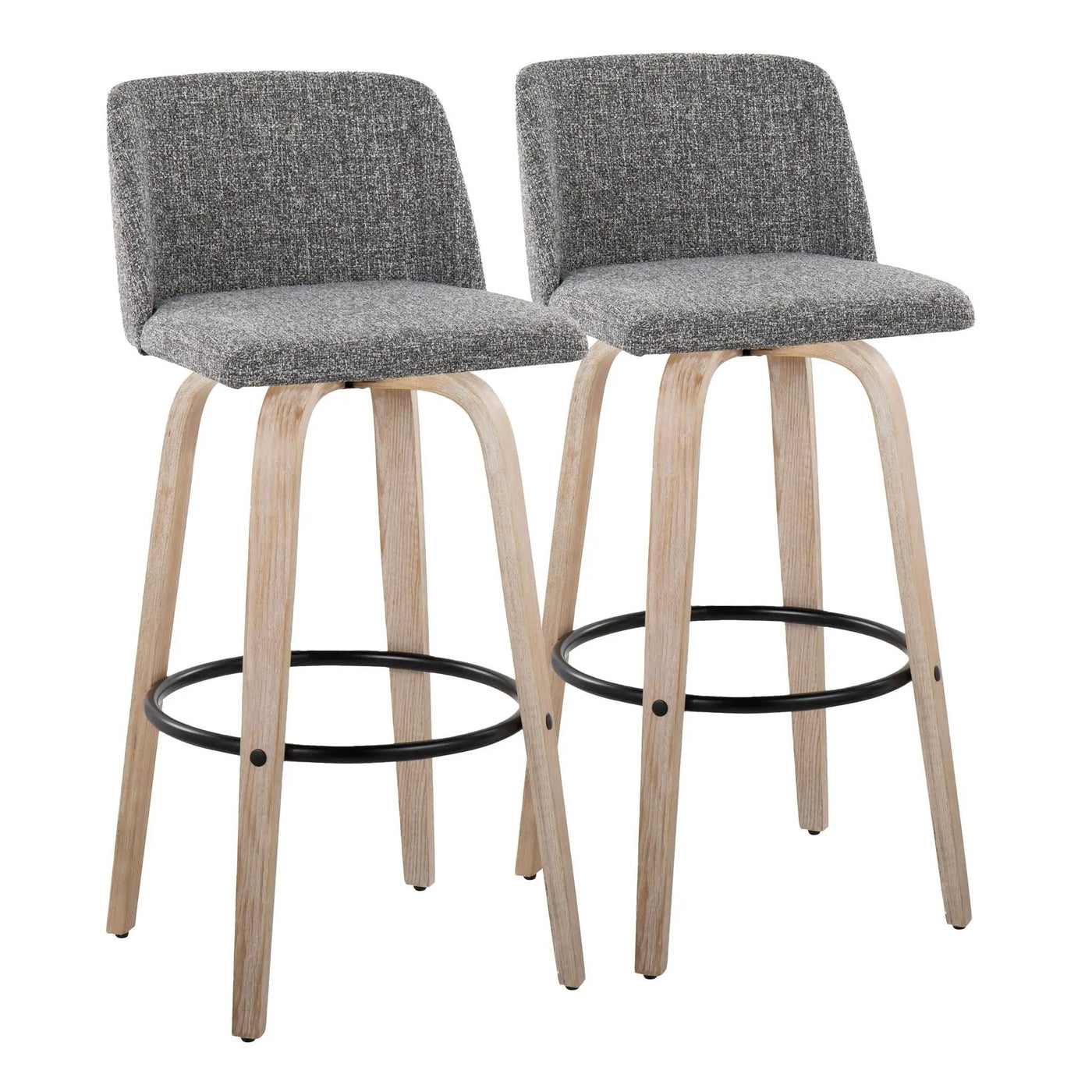 Toriano - Mid-Century Modern Fixed Height BarStool With Round Footrest (Set of 2) by HouseOfZazla