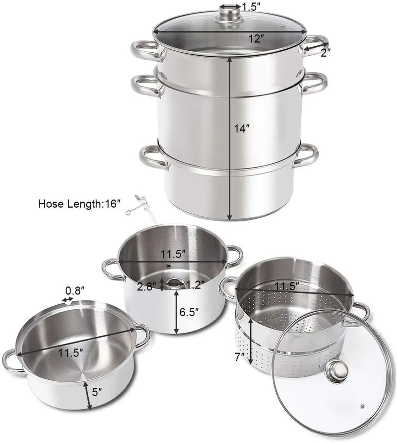 11-Quart Stainless Steel Fruit Juicer Steamer by DirectDeals