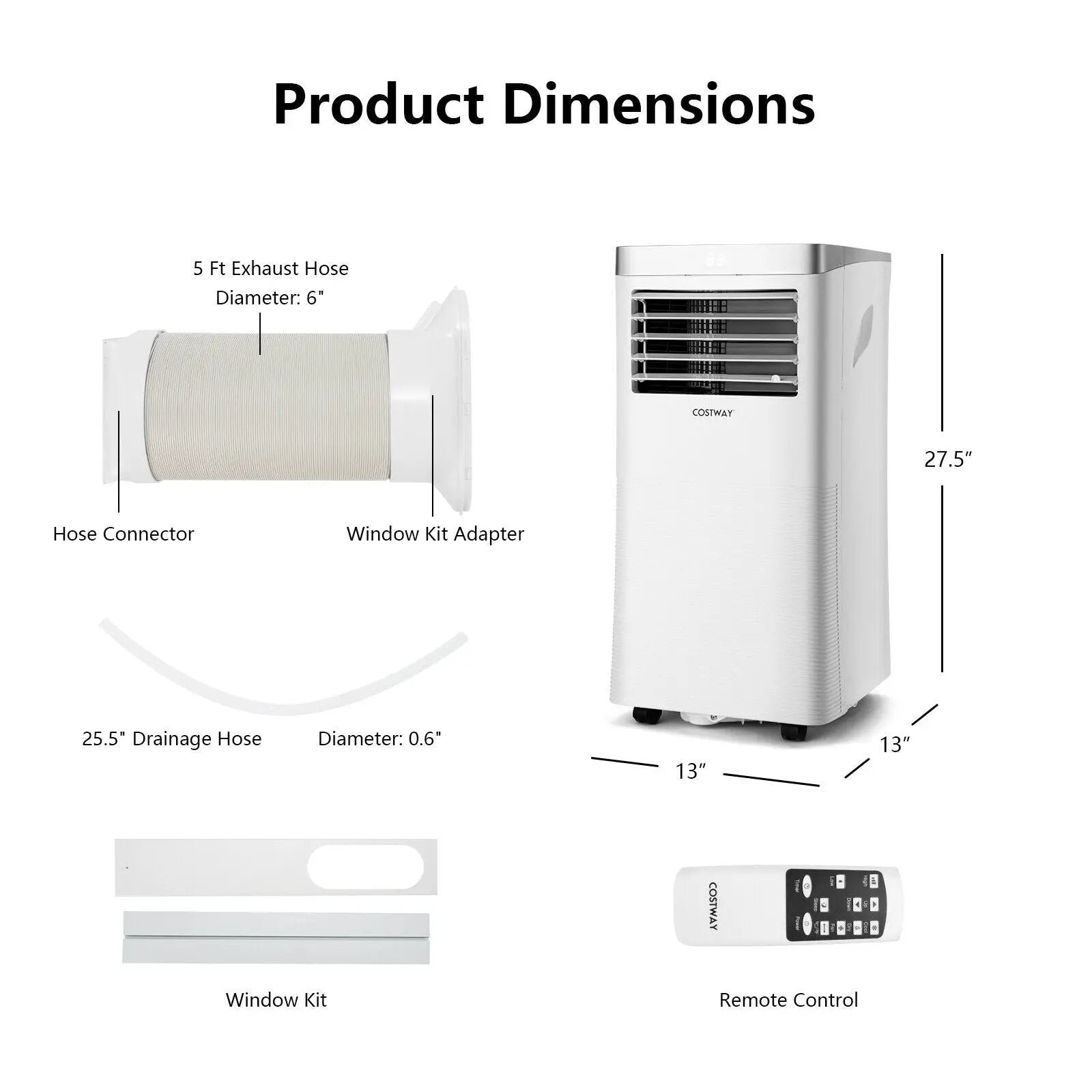 8000 BTU 3-in-1 Portable Air Conditioner with Remote Control-White by DirectDeals
