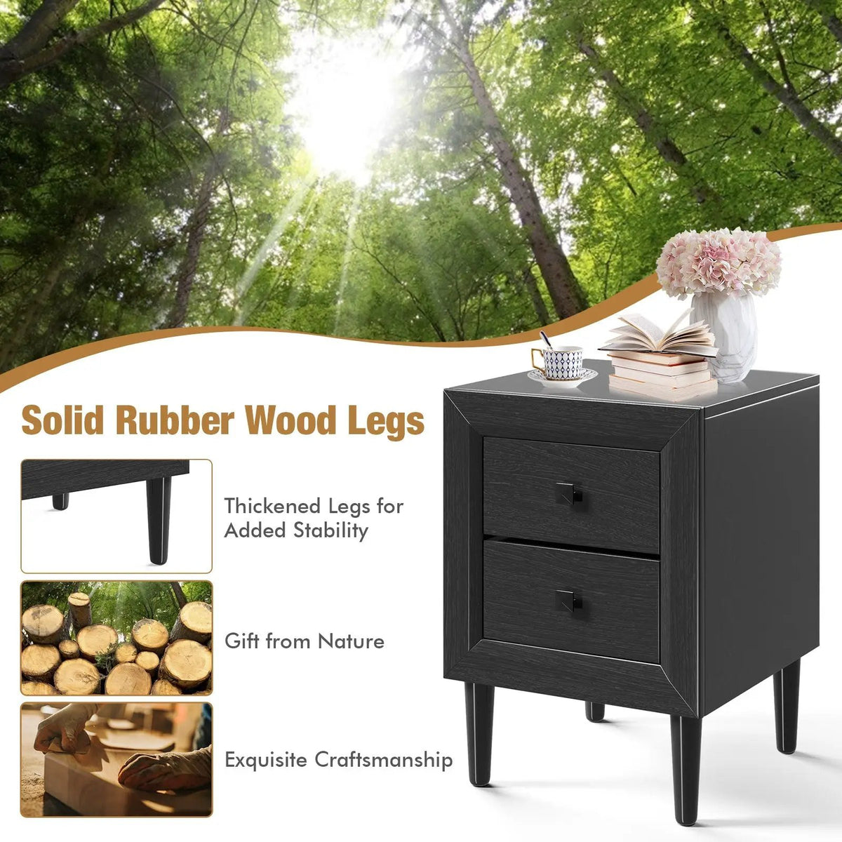Multipurpose Retro Bedside Nightstand by DirectDeals