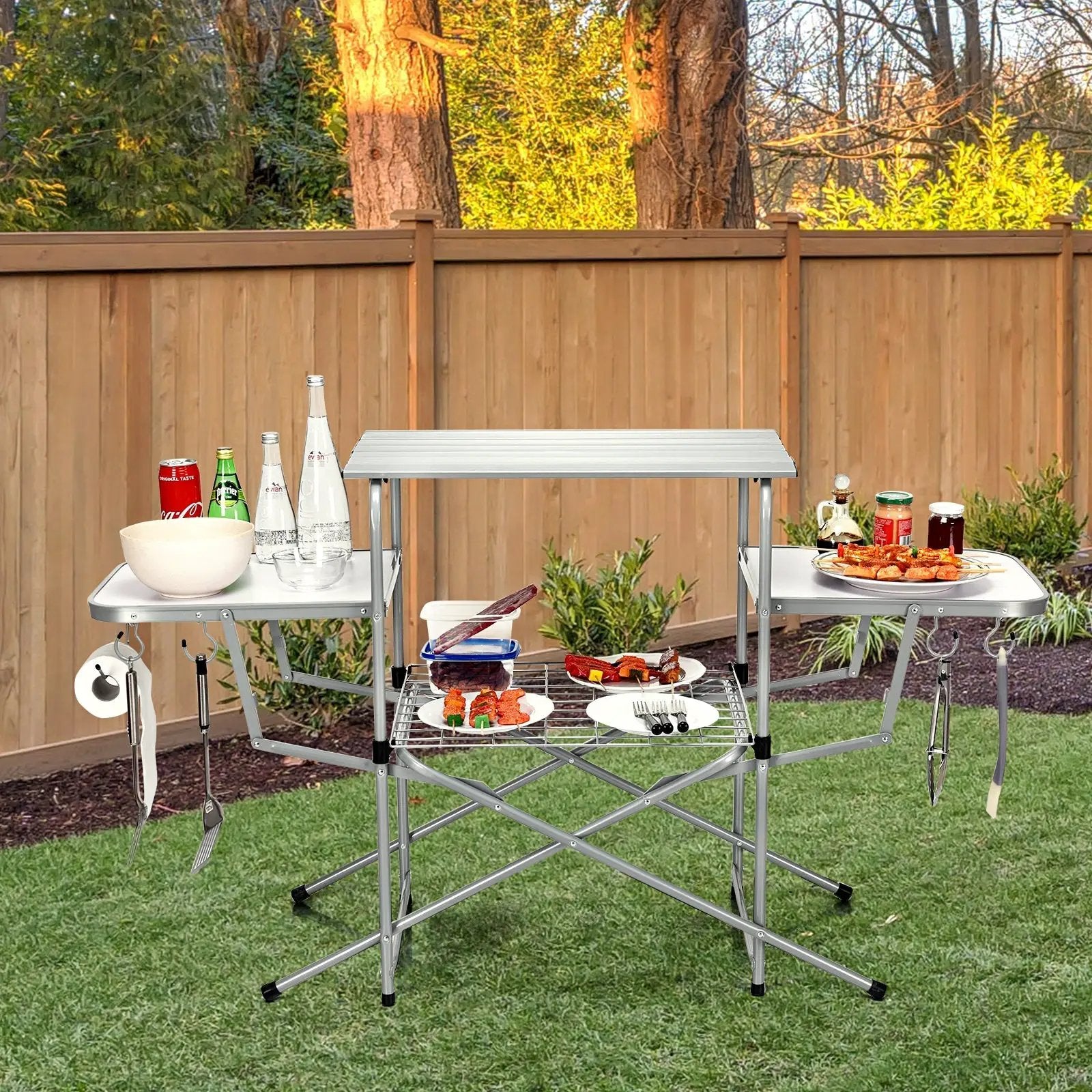 Foldable Outdoor BBQ Table Grilling Stand by DirectDeals