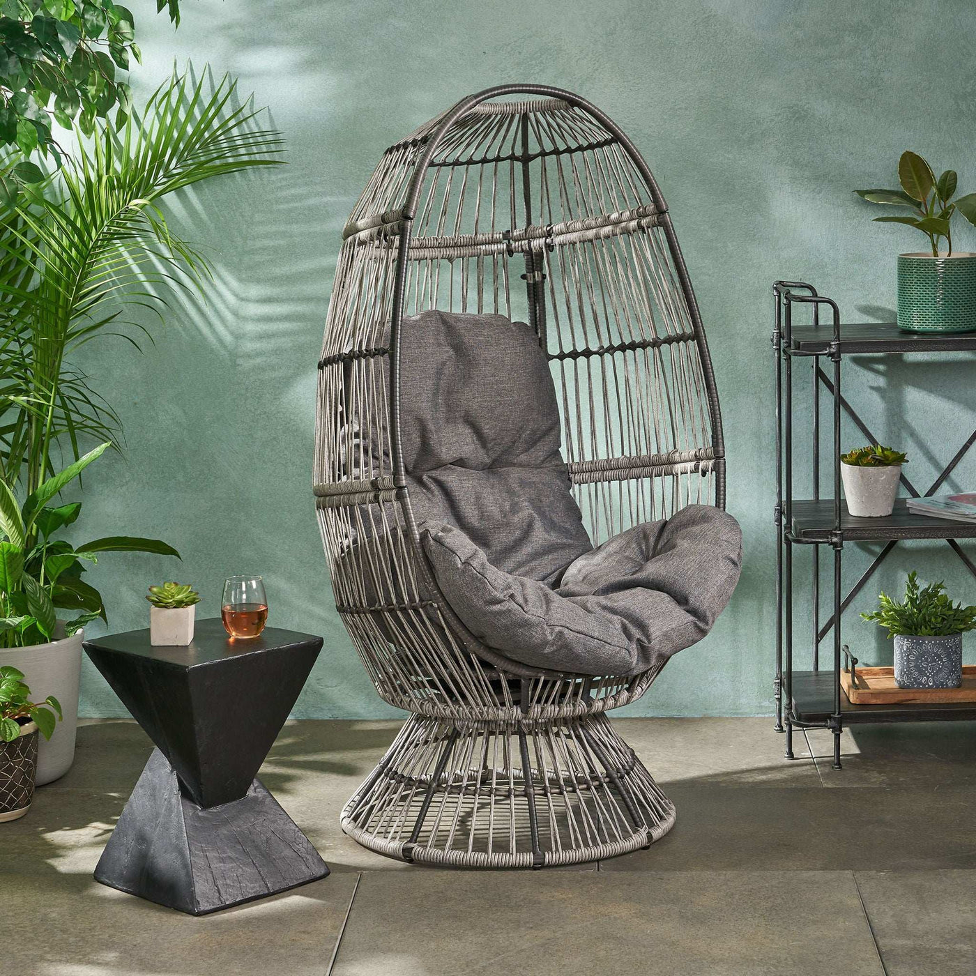 Patio Swivel Basket Egg Chair With Cushion by HouseOfZazla
