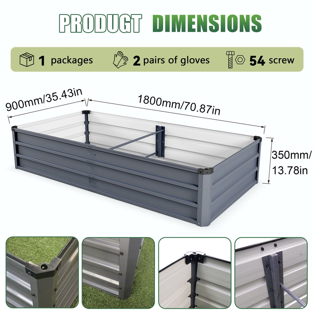 Large Galvanized Steel Garden Bed with Open-Bottom Drainage - Dark Gray, photo 5 of 29