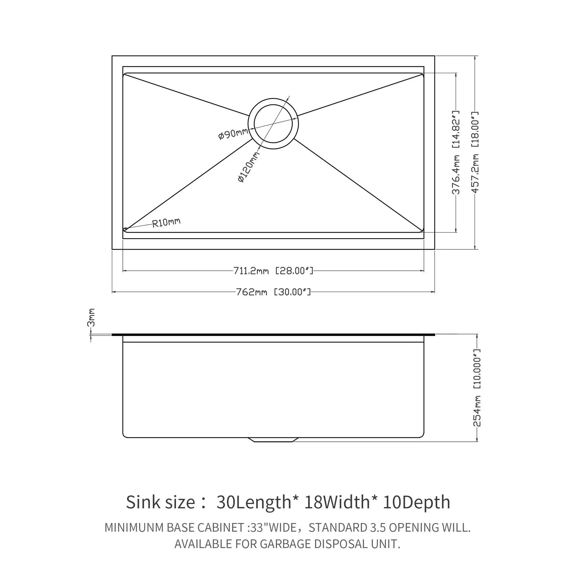 Workstation Kitchen Sink 30" X 18" X 10" Single Bowl Undermount 16 Gauge - Gunmetal Black by HouseOfZazla