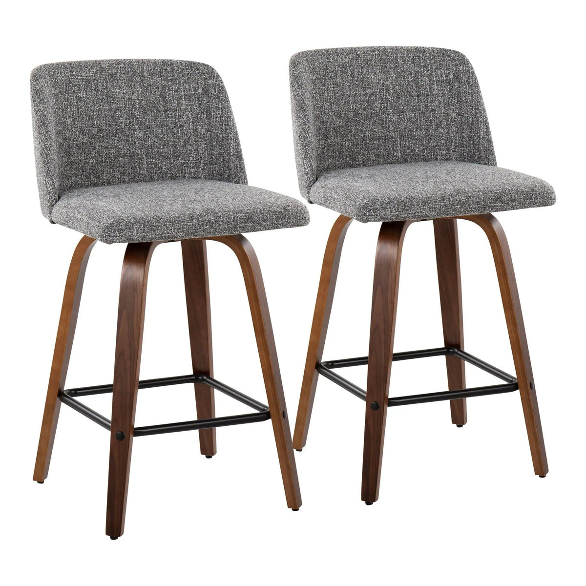 Toriano - Mid Century Modern Fixed Height Counter Stool & Square Footrest (Set of 2) by HouseOfZazla