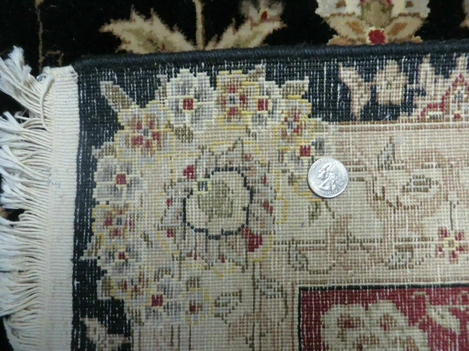 9' X 12' Vintage Handmade Fine Chinese Oriental Floral Wool Rug Silk Black by Jewel Rugs