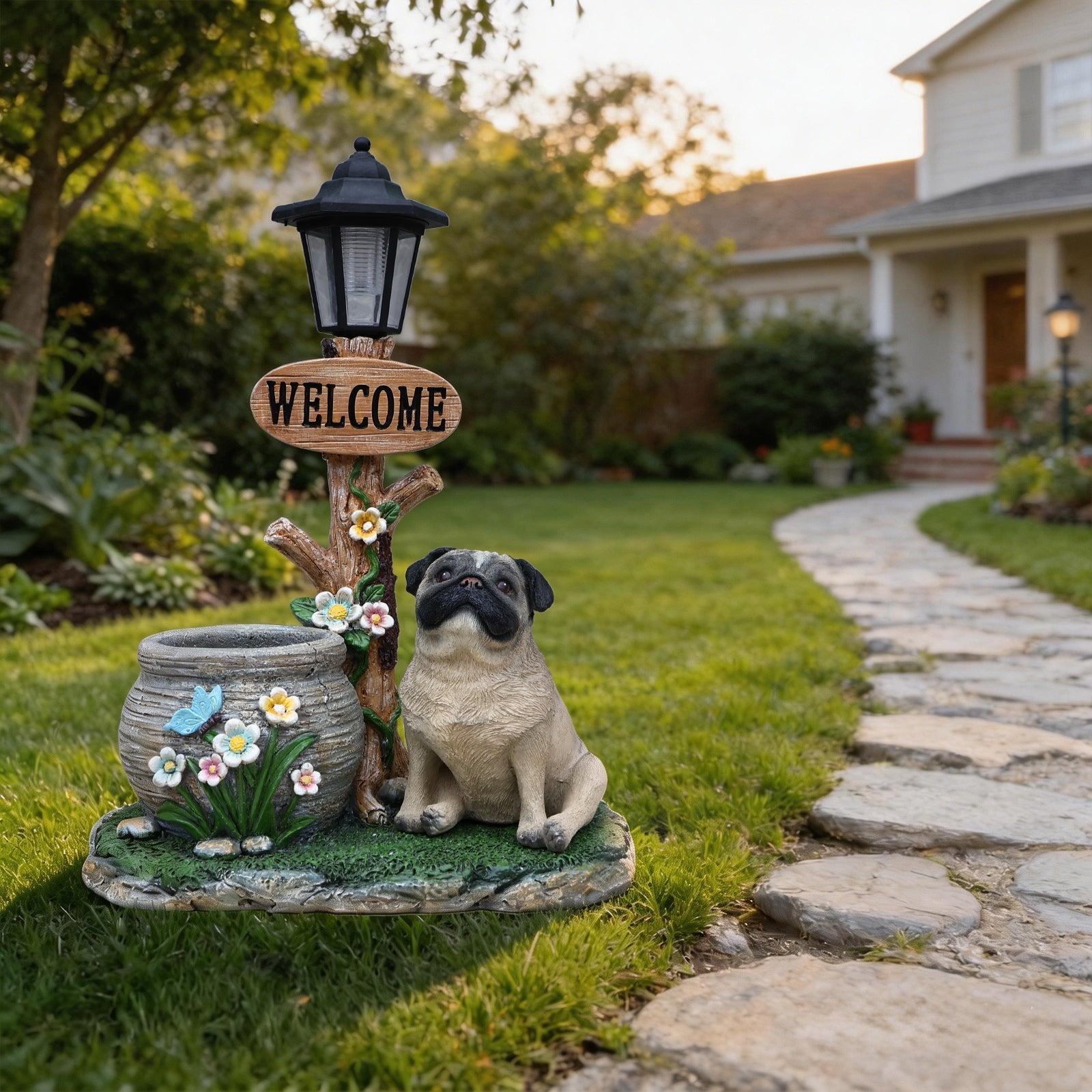 Sitting Pug Dog Planter Statue by HouseOfZazla