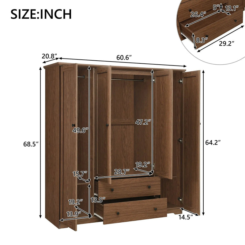 4 Door Wardrobe Armoire With 2 Drawers by HouseOfZazla