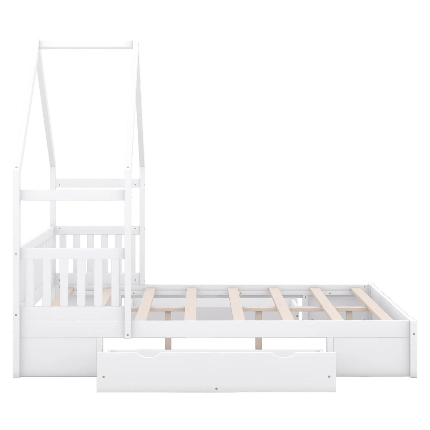 House Style Platform Bed With Guardrail And 2 Drawers by HouseOfZazla