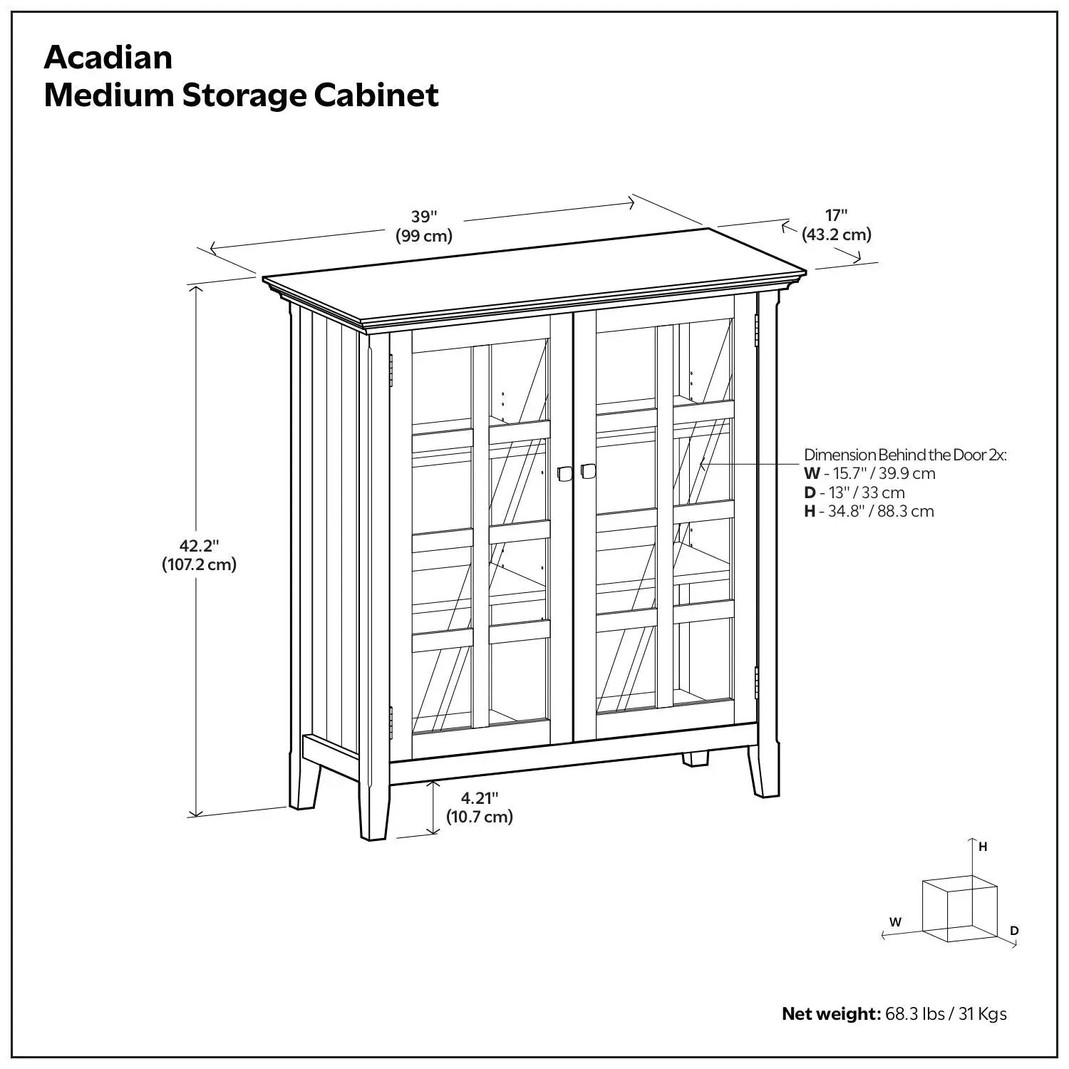 Acadian - Medium Storage Cabinet - Natural Aged Brown by Unique Piece Furniture