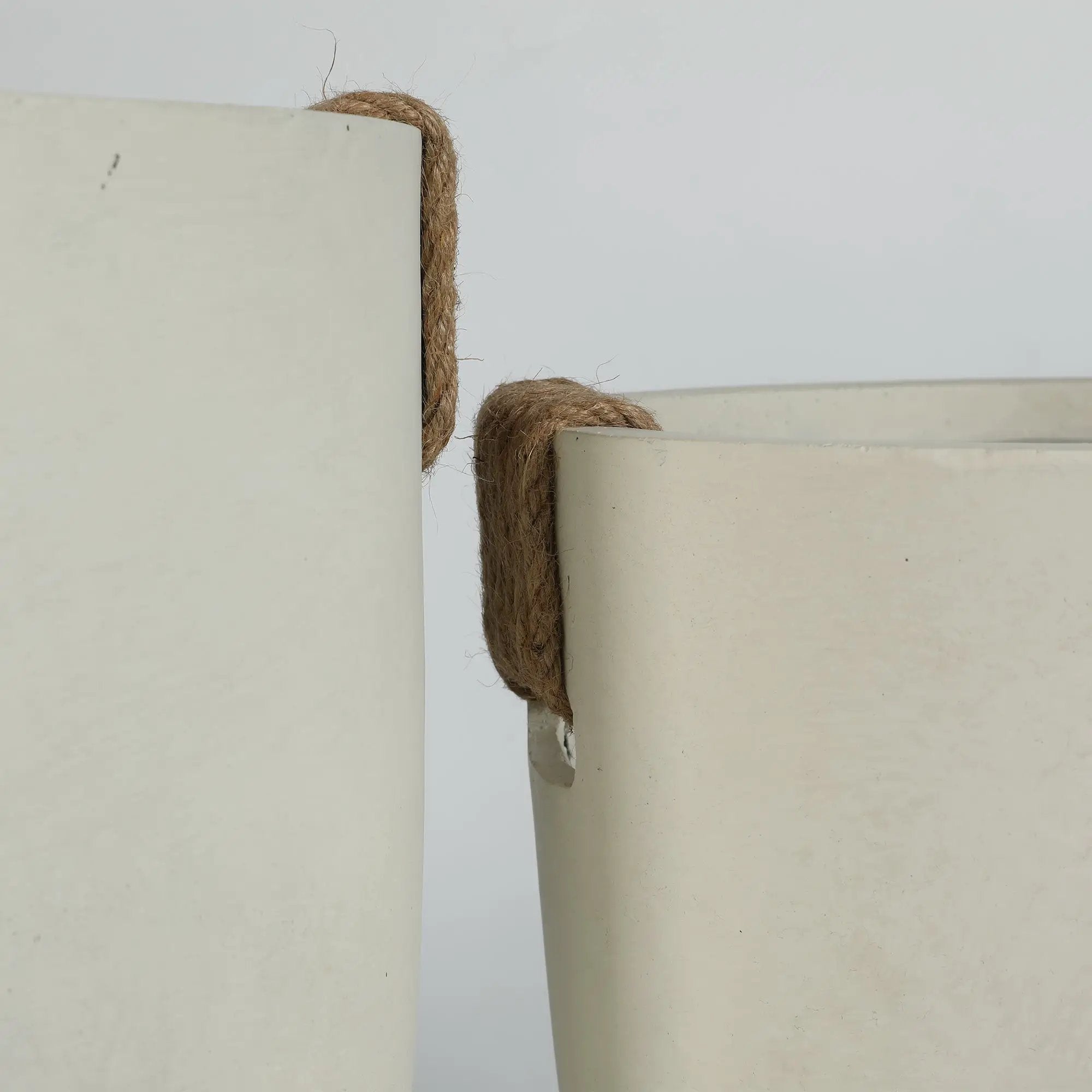 Round Concrete Planter Set of 2, Large Handmade Off White Pots by HouseOfZazla