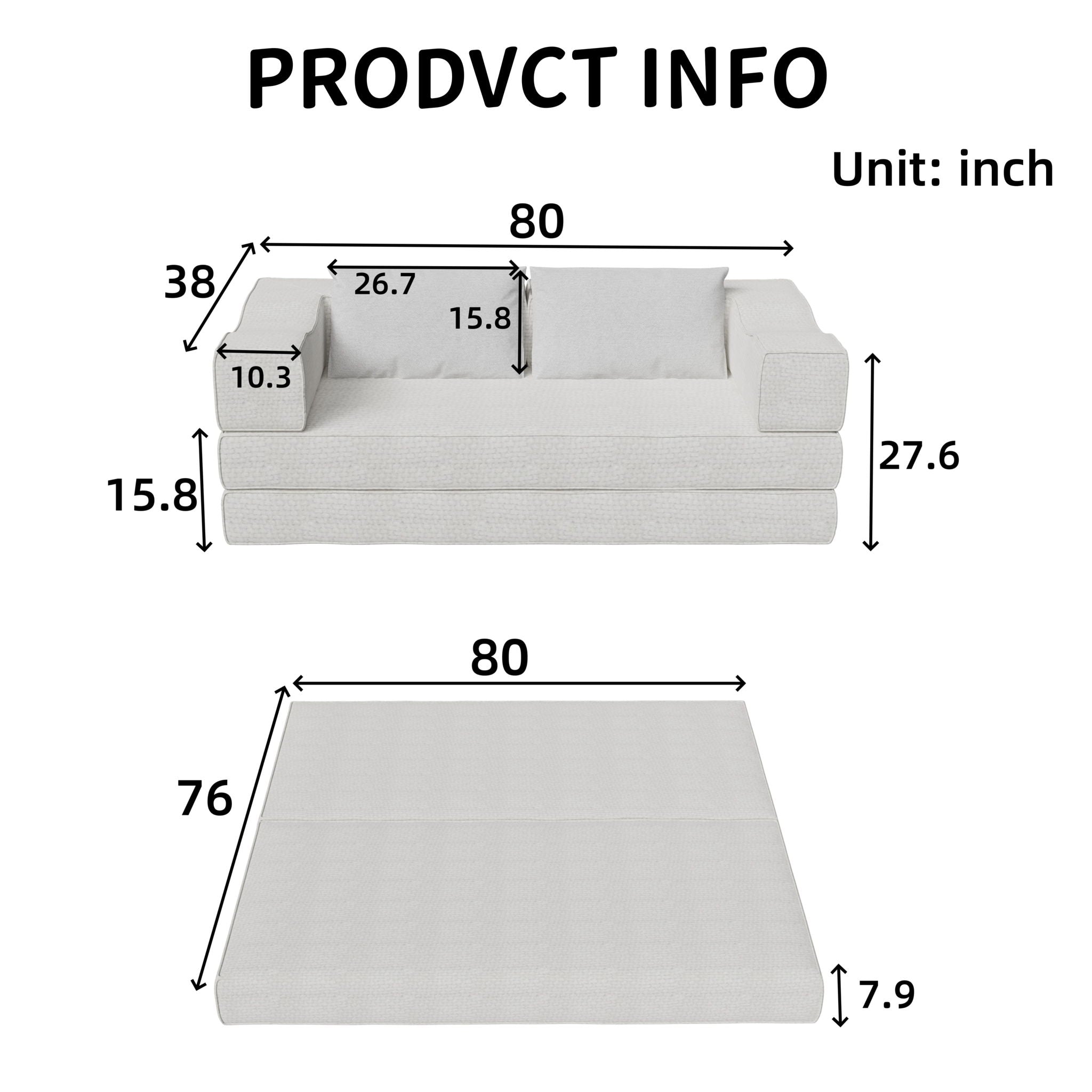 3 Seat Folding Floor Couch & King Size Bed Mattress by HouseOfZazla