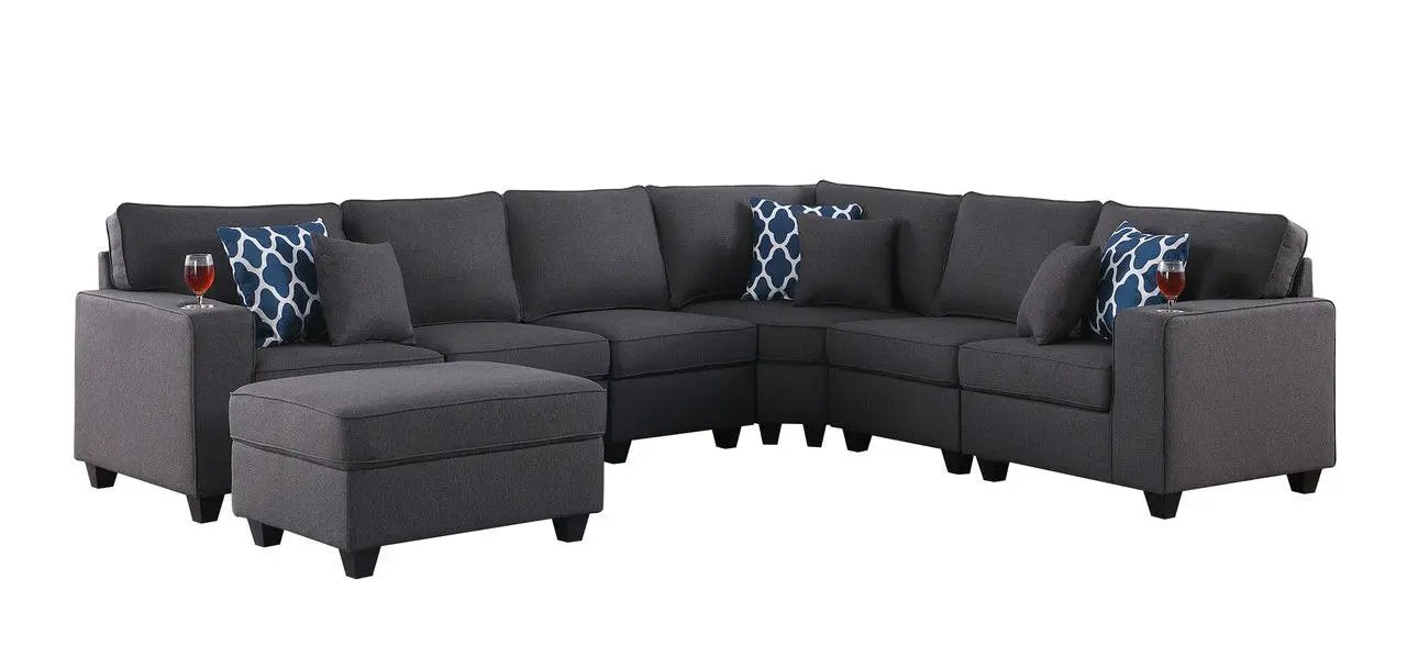 Cooper - Comfort Sectional Sofa With Ottomans And Cupholder by HouseOfZazla
