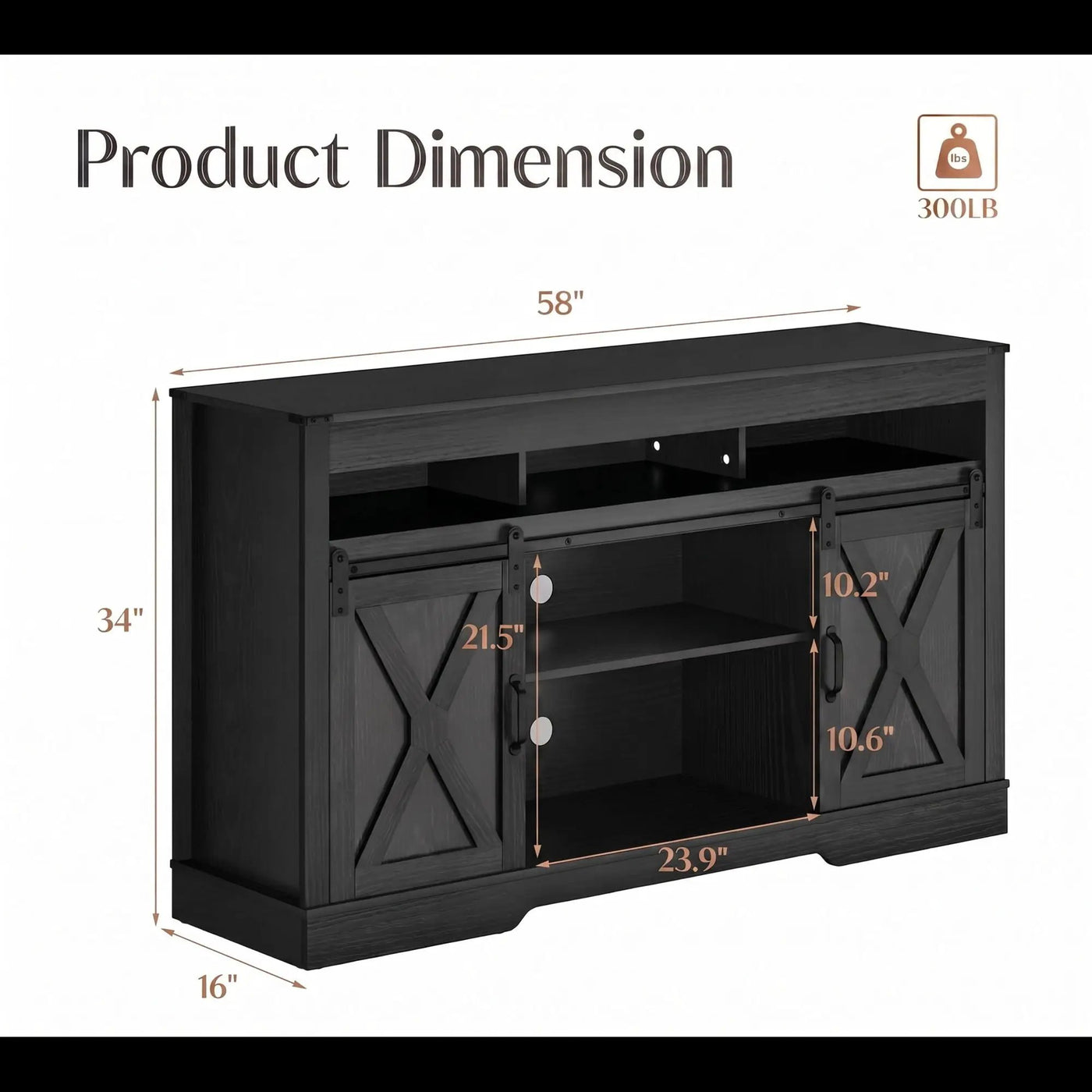 Farmhouse TV Stand With Sliding Barn Doors & Adjustable Storage by HouseOfZazla