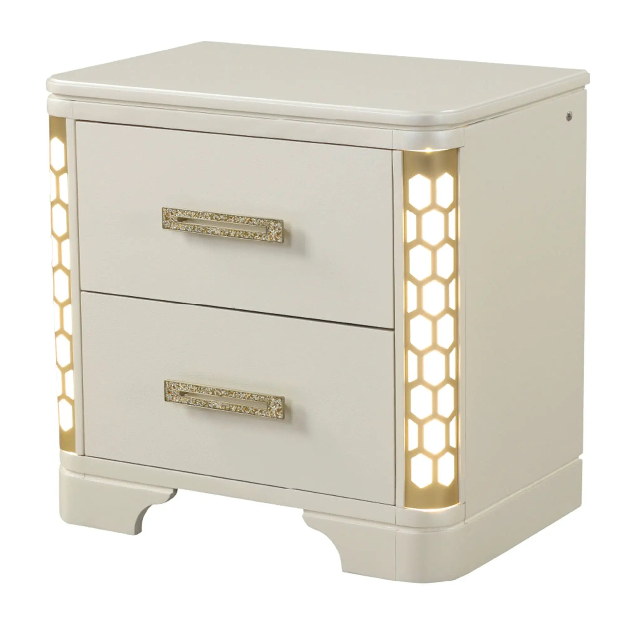 Jasmine - Nightstand With Side LED Lightning - Beige by HouseOfZazla