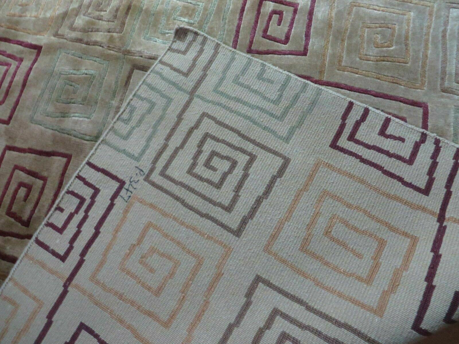 8' X 11' Modern Tibetan Nepal Art Deco Chinese Handmade Wool Silk Rug Abstract by Jewel Rugs