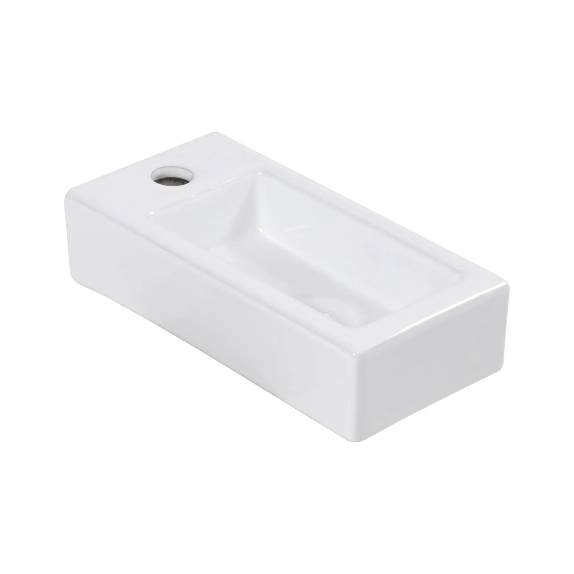 Modern Ceramic Rectangle Wall Mount Bathroom Sink With Single Faucet Hole by HouseOfZazla