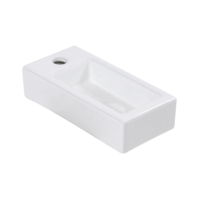 Modern Ceramic Rectangle Wall Mount Bathroom Sink With Single Faucet Hole by HouseOfZazla