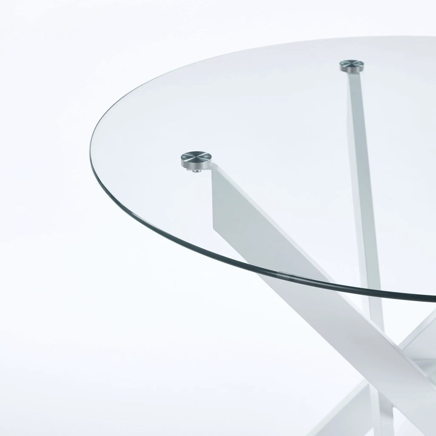 Dining Table With Cross Metal Leg And Tempered Glass, Modern Space Saving Kitchen Table For Living Room by HouseOfZazla