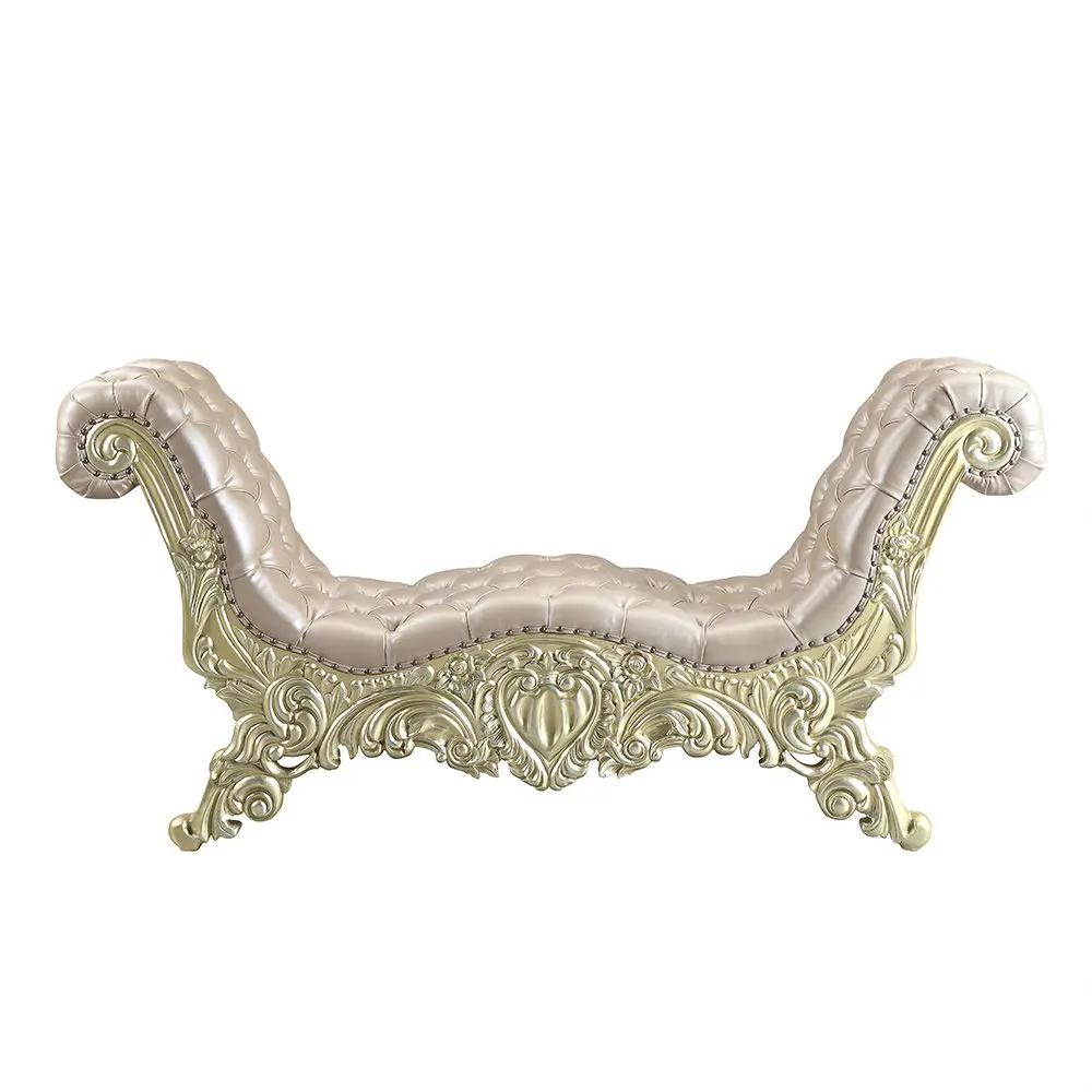 Vatican - Bench - Synthetic Leather, Light Gold & Champagne Silver by Unique Piece Furniture