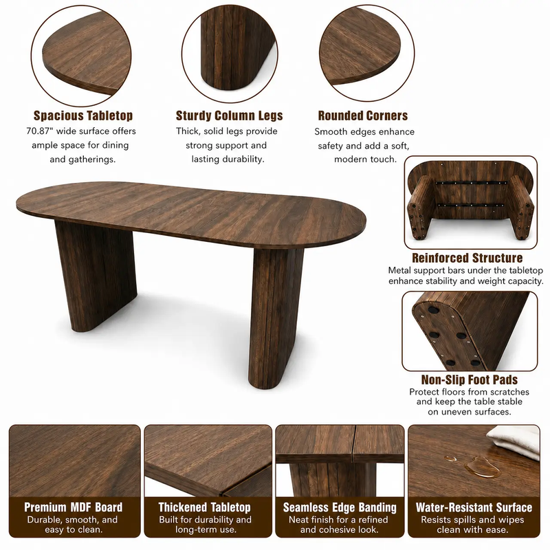 70.8" Oval Dining Table for 4-8 Persons by HouseOfZazla