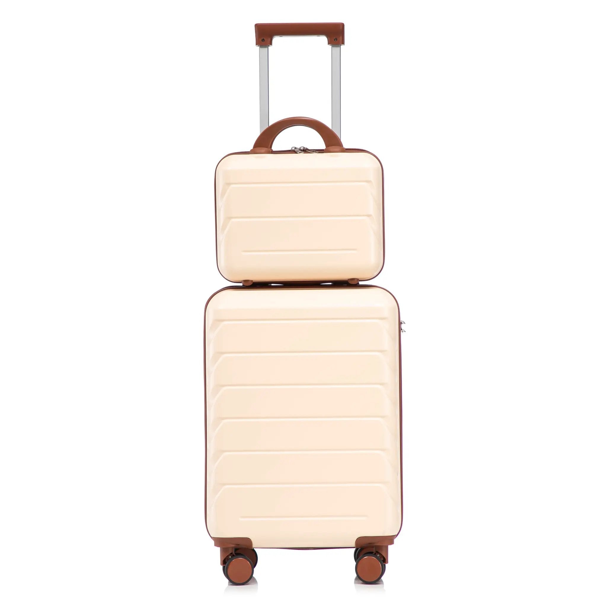 14'/20' 2-Piece Beige ABS Spinner Wheel Luggage Set by HouseOfZazla