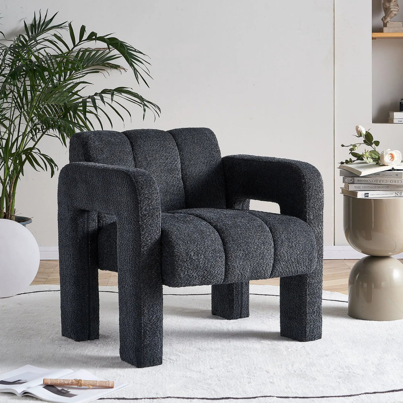 31.10" Boucle Upholstered Accent Chair by HouseOfZazla