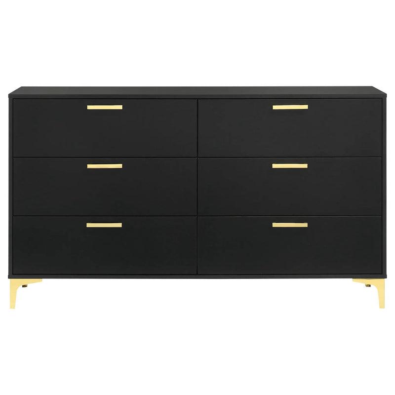 Lexie - 6 Drawer Rectangular Dresser - Black