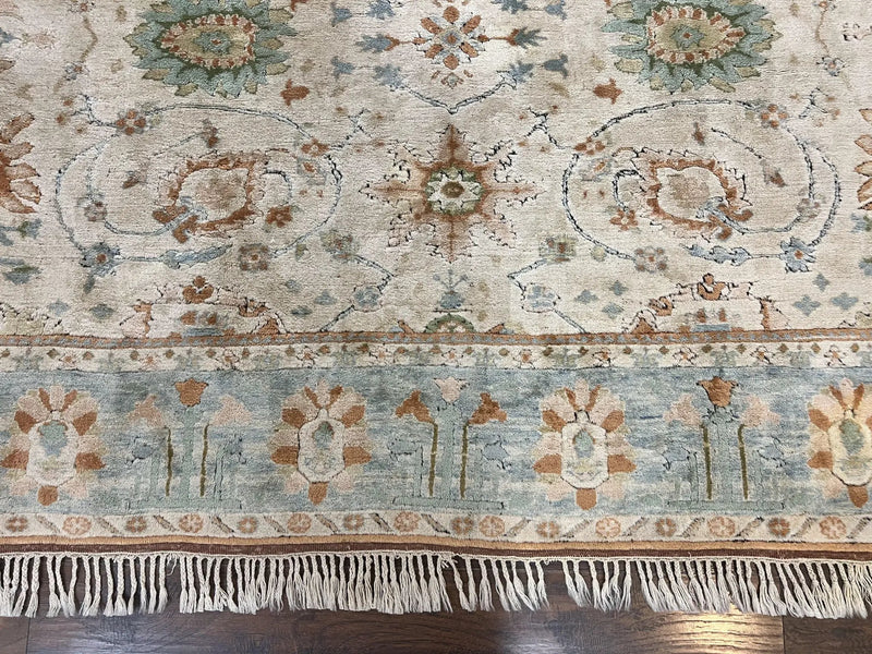Turkish Oushak Rug 9x10, Farmhouse Rug, Beige & Light Blue by Jewel Rugs