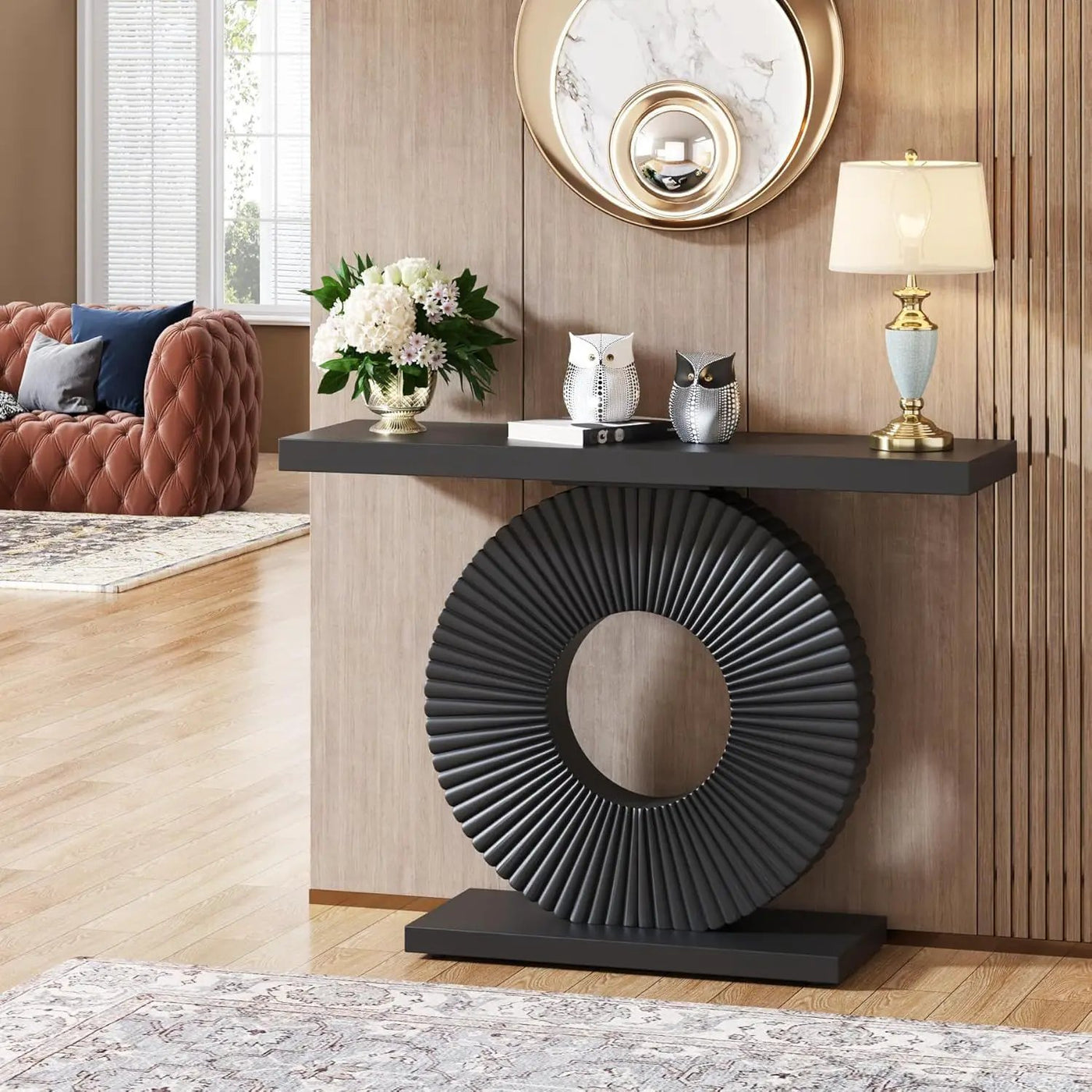 Modern Console Table With Sculptural Geometric Base by HouseOfZazla