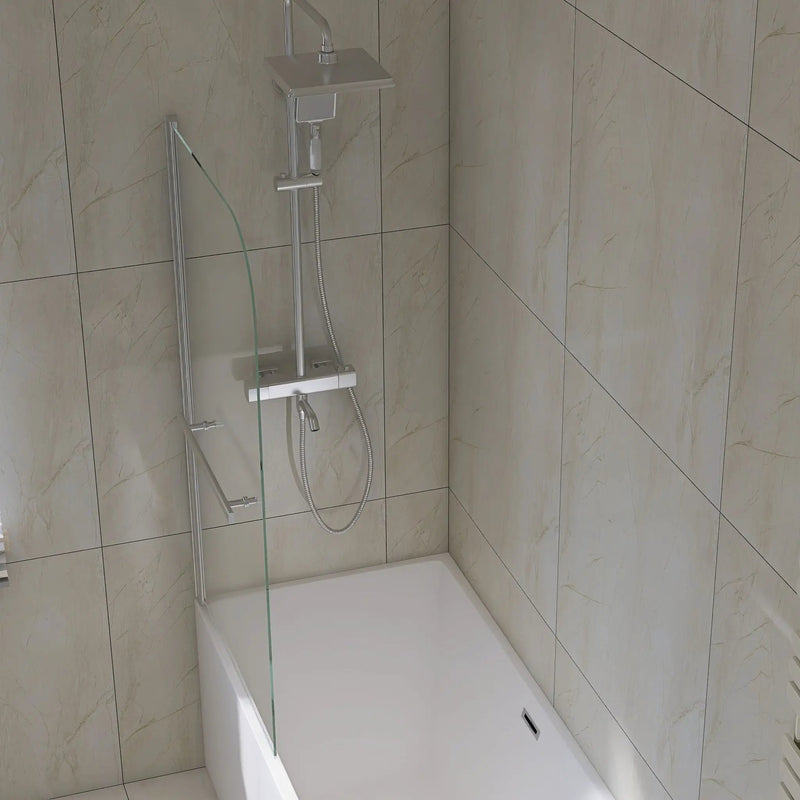 Bathtub Screen Framless Shower Door Tempered Glass Shower Panel - Transparent
