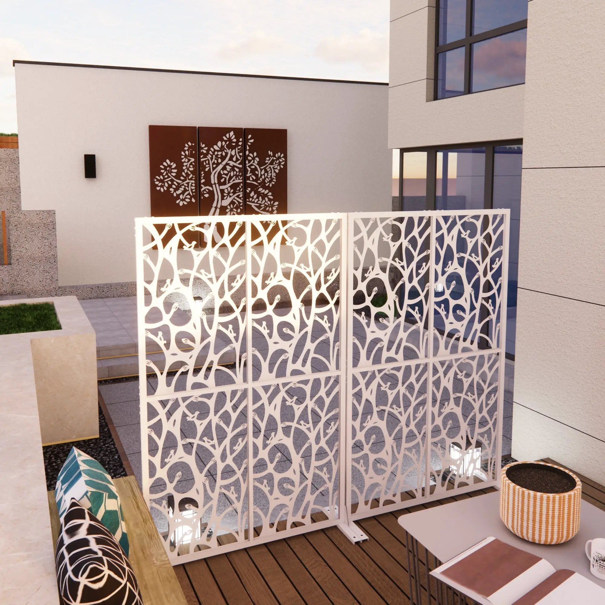Metal Privacy Screens W3.8Ft x H6Ft Outdoor and Indoor Divider by HouseOfZazla