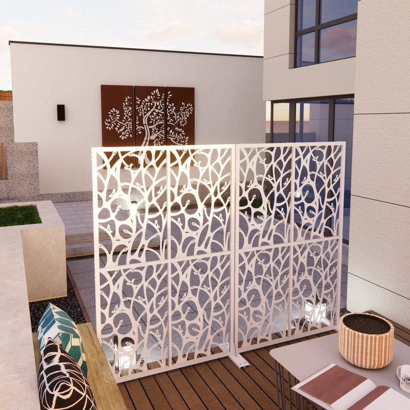 Metal Privacy Screens W3.8Ft x H6Ft Outdoor and Indoor Divider by HouseOfZazla