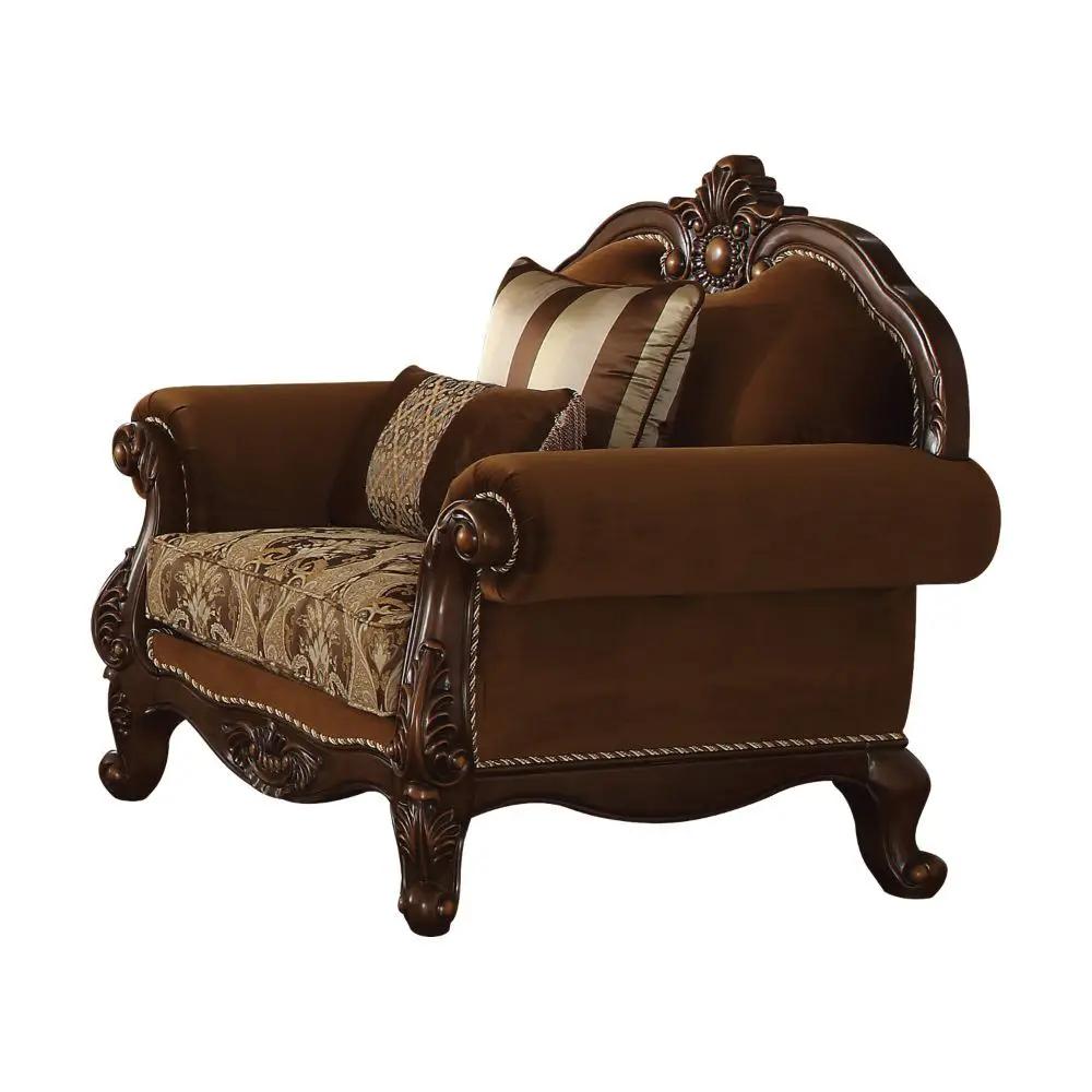 Jardena - Chair With 2 Pillows (Same Lv01593) - Pattern Fabric & Cherry Oak by Unique Piece Furniture