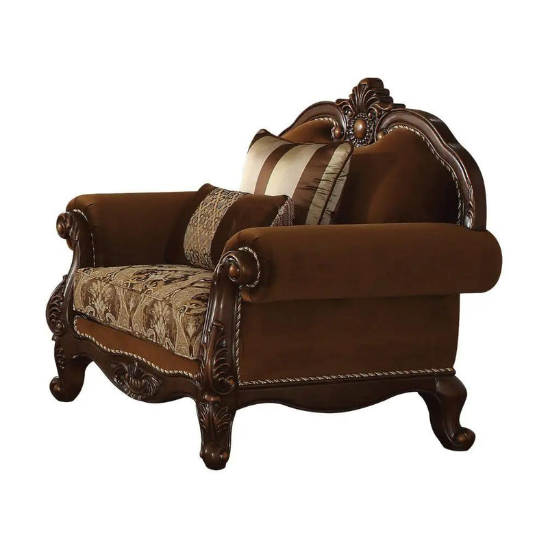 Jardena - Chair With 2 Pillows (Same Lv01593) - Pattern Fabric & Cherry Oak by Unique Piece Furniture